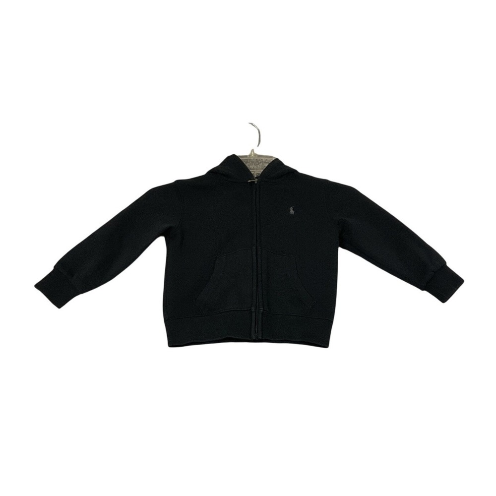Polo Ralph Lauren Zip Hoodie Kids 4T Black Excellent Pony‎ Logo Sweatshirt